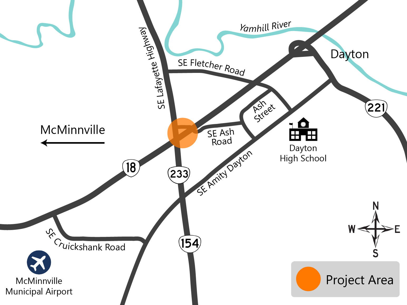 Hwy 18 Project area at Lafayette Highway